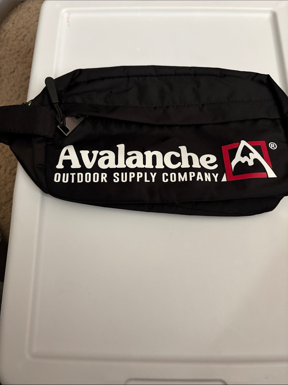 Avalanche Black Belt Bag with White Logo and Red Accent